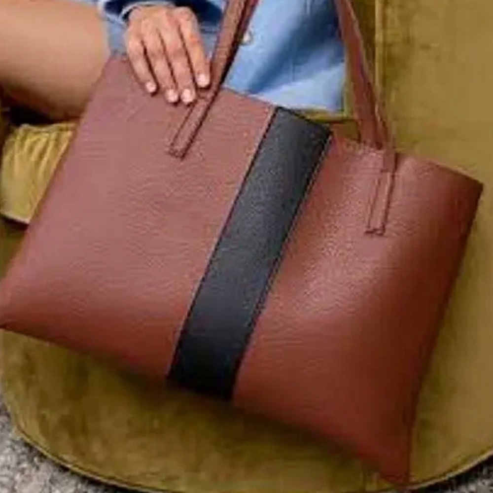 Vince Camuto Women's Brown With Black Stripe X Fabfitfun Luck Tote